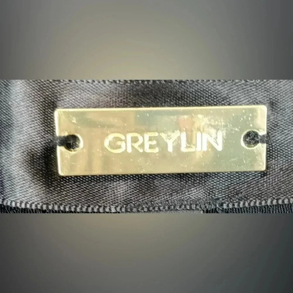 Graylin Black Crepe Two Button Peplum Blazer with Striped Lining - Size large - Picture 7 of 8